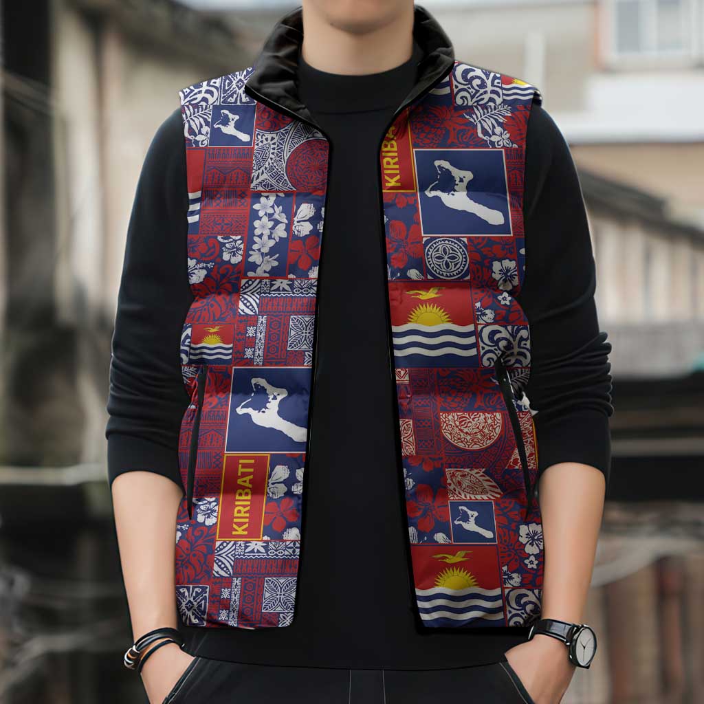Kiribati Tekeraoi n te Kiritimati Sleeveless Puffer Jacket Pacific Patchwork Xmas Vibes - Polynesian Pride
