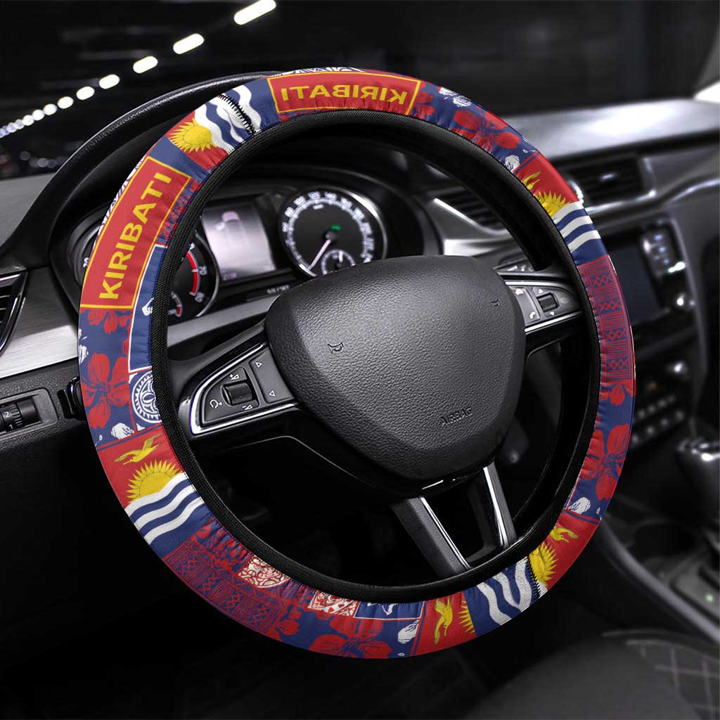 Kiribati Tekeraoi n te Kiritimati Steering Wheel Cover Pacific Patchwork Xmas Vibes - Polynesian Pride