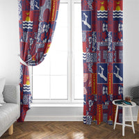Kiribati Tekeraoi n te Kiritimati Window Curtain Pacific Patchwork Xmas Vibes - Polynesian Pride