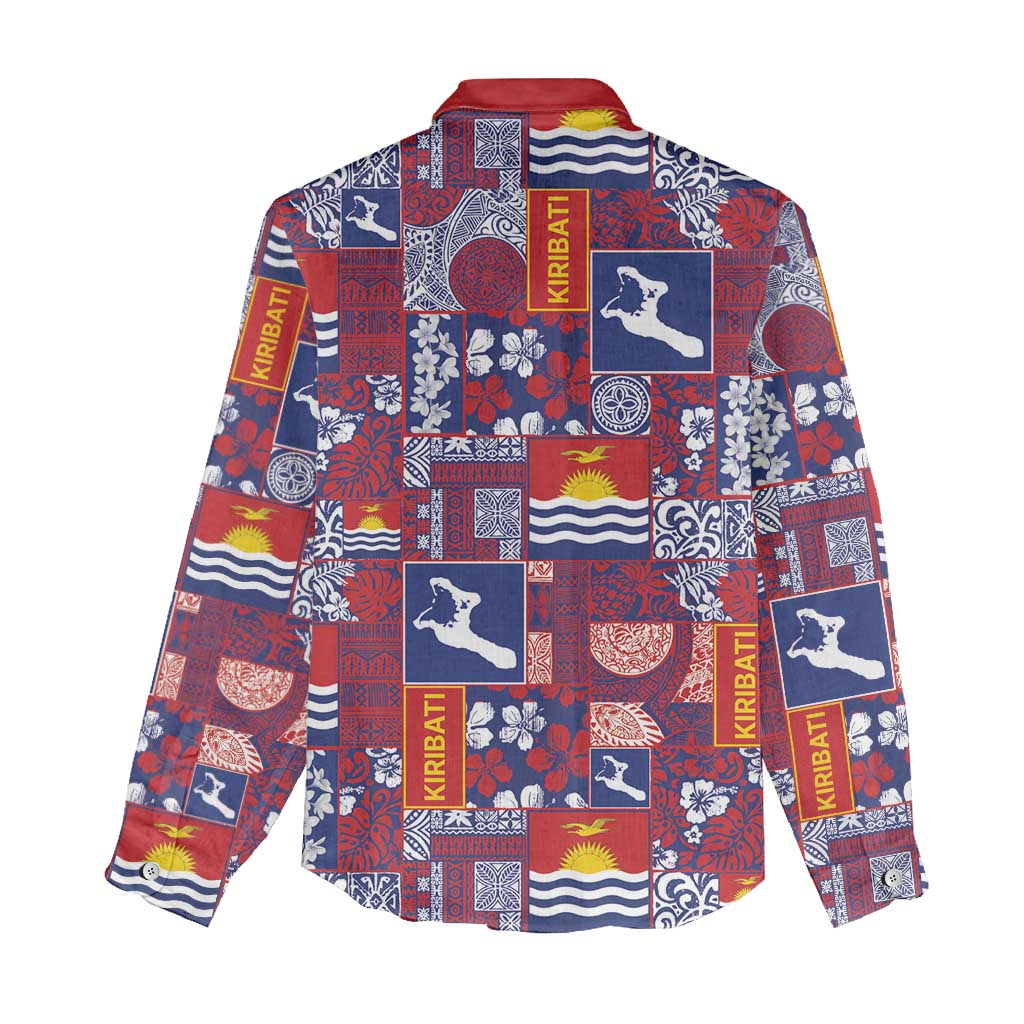 Kiribati Tekeraoi n te Kiritimati Women Casual Shirt Pacific Patchwork Xmas Vibes - Polynesian Pride