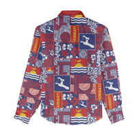Kiribati Tekeraoi n te Kiritimati Women Casual Shirt Pacific Patchwork Xmas Vibes - Polynesian Pride