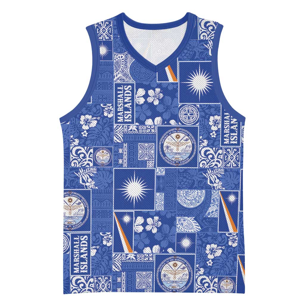Marshall Islands Merry Christmas Basketball Jersey Pacific Patchwork Xmas Vibes - Polynesian Pride