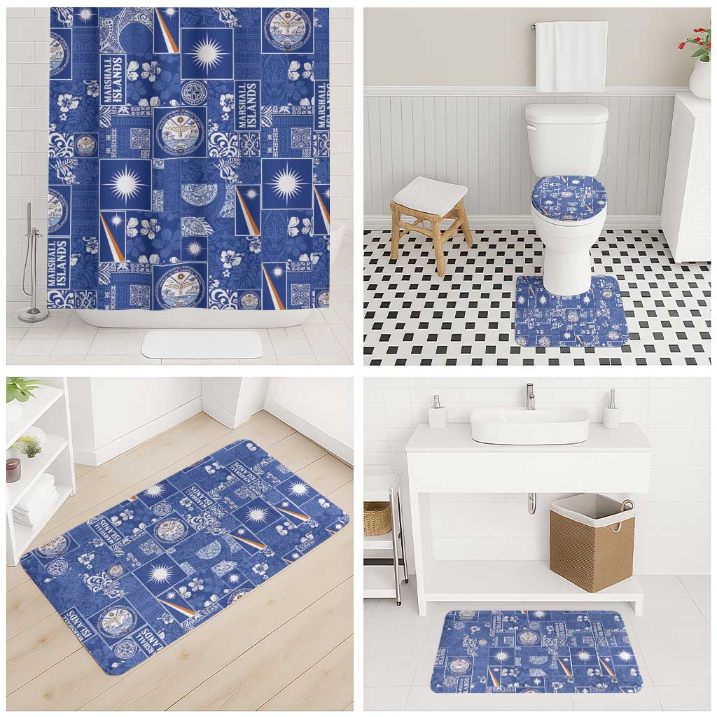 Marshall Islands Merry Christmas Bathroom Set Pacific Patchwork Xmas Vibes - Polynesian Pride