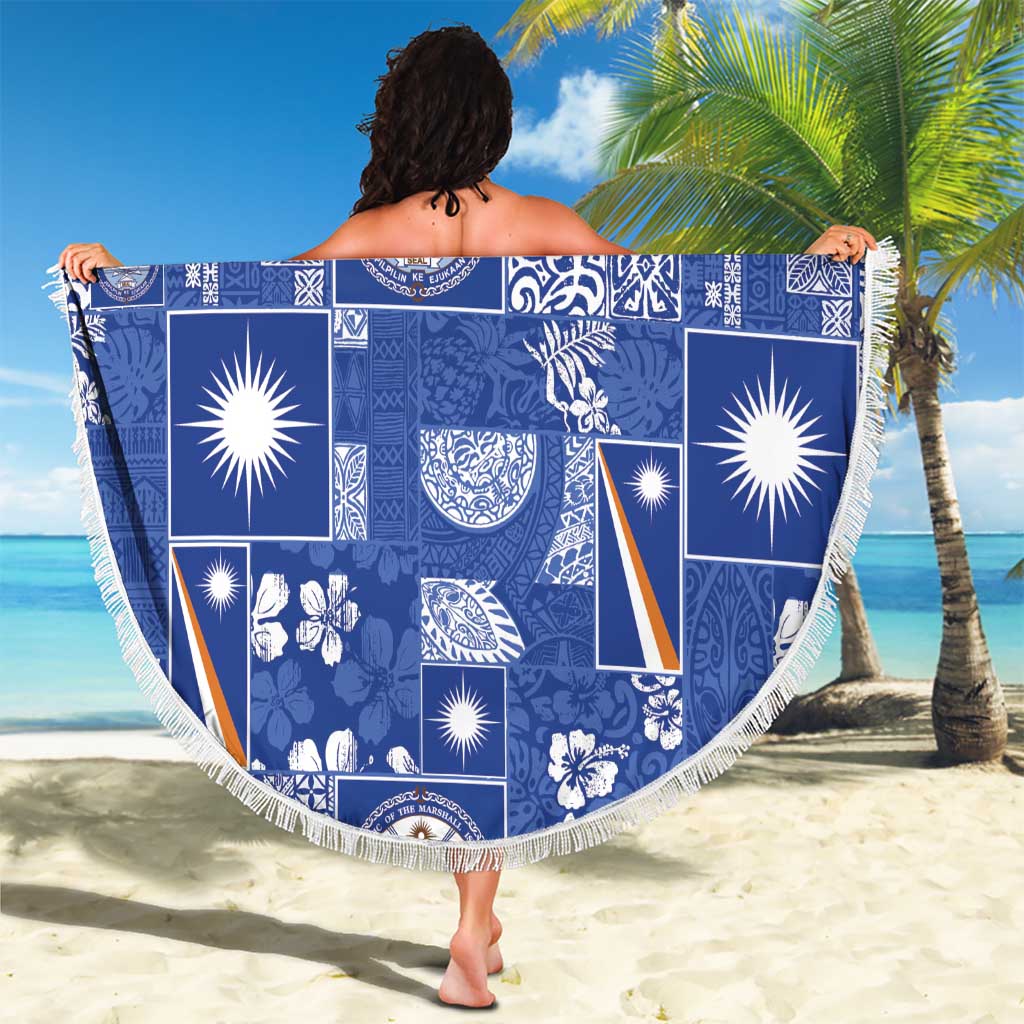 Marshall Islands Merry Christmas Beach Blanket Pacific Patchwork Xmas Vibes - Polynesian Pride