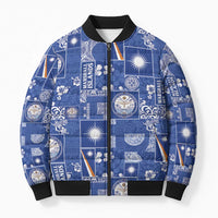 Marshall Islands Merry Christmas Bomber Puffer Jacket Pacific Patchwork Xmas Vibes - Polynesian Pride