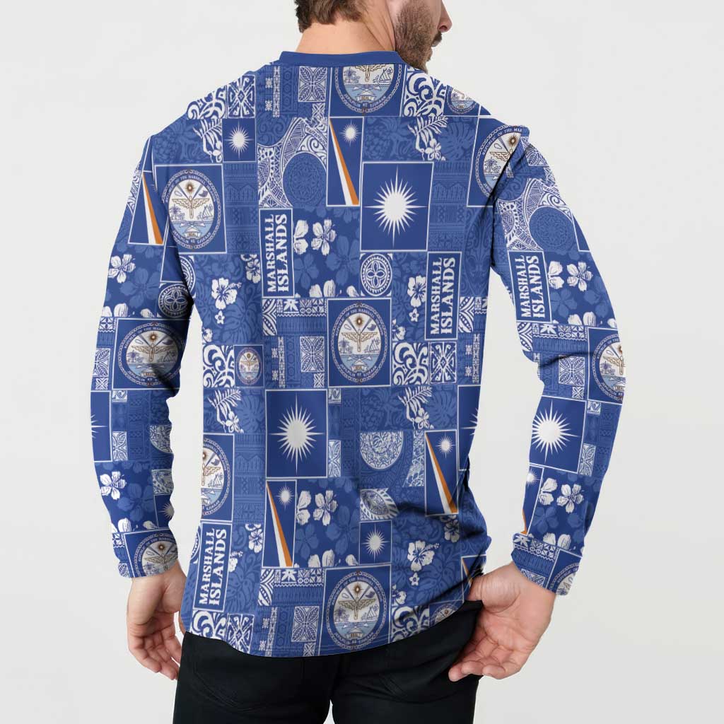 Marshall Islands Merry Christmas Button Sweatshirt Pacific Patchwork Xmas Vibes - Polynesian Pride