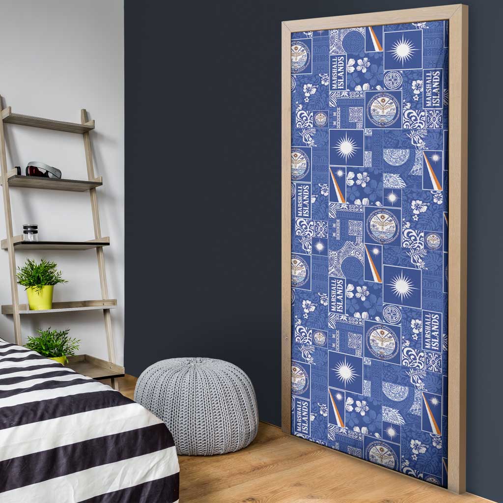 Marshall Islands Merry Christmas Door Cover Pacific Patchwork Xmas Vibes - Polynesian Pride