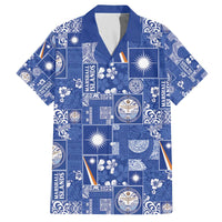 Marshall Islands Merry Christmas Family Matching Off The Shoulder Long Sleeve Dress and Hawaiian Shirt Pacific Patchwork Xmas Vibes - Polynesian Pride