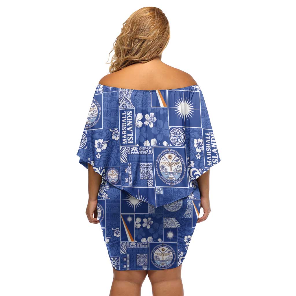 Marshall Islands Merry Christmas Family Matching Off Shoulder Short Dress and Hawaiian Shirt Pacific Patchwork Xmas Vibes - Polynesian Pride