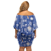 Marshall Islands Merry Christmas Family Matching Off Shoulder Short Dress and Hawaiian Shirt Pacific Patchwork Xmas Vibes - Polynesian Pride