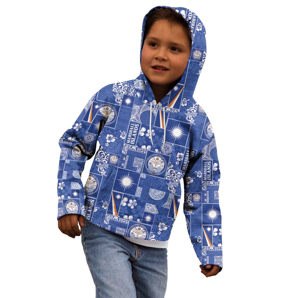 Marshall Islands Merry Christmas Kid Hoodie Pacific Patchwork Xmas Vibes - Polynesian Pride
