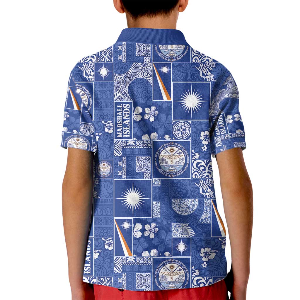Marshall Islands Merry Christmas Kid Polo Shirt Pacific Patchwork Xmas Vibes - Polynesian Pride