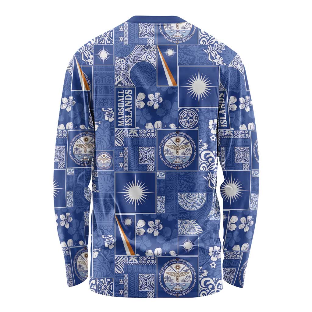 Marshall Islands Merry Christmas Long Sleeve Shirt Pacific Patchwork Xmas Vibes - Polynesian Pride