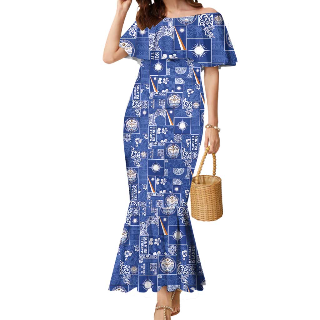 Marshall Islands Merry Christmas Mermaid Dress Pacific Patchwork Xmas Vibes - Polynesian Pride