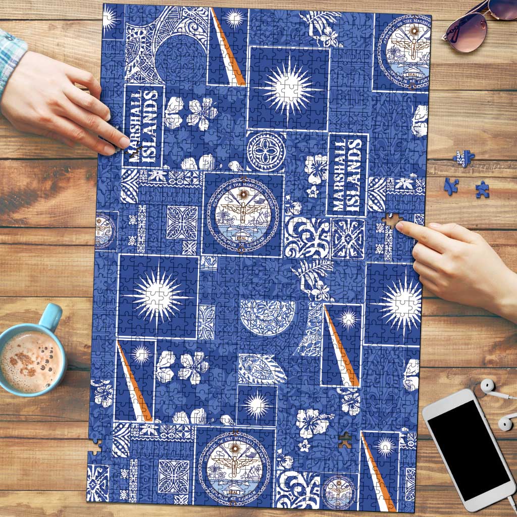 Marshall Islands Merry Christmas Puzzle Pacific Patchwork Xmas Vibes - Polynesian Pride