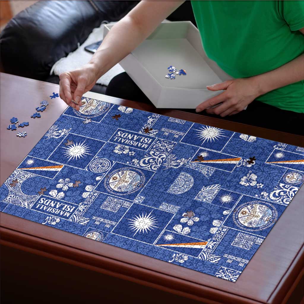 Marshall Islands Merry Christmas Puzzle Pacific Patchwork Xmas Vibes - Polynesian Pride