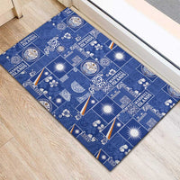 Marshall Islands Merry Christmas Rubber Doormat Pacific Patchwork Xmas Vibes - Polynesian Pride