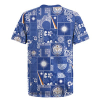 Marshall Islands Merry Christmas Rugby Jersey Pacific Patchwork Xmas Vibes - Polynesian Pride