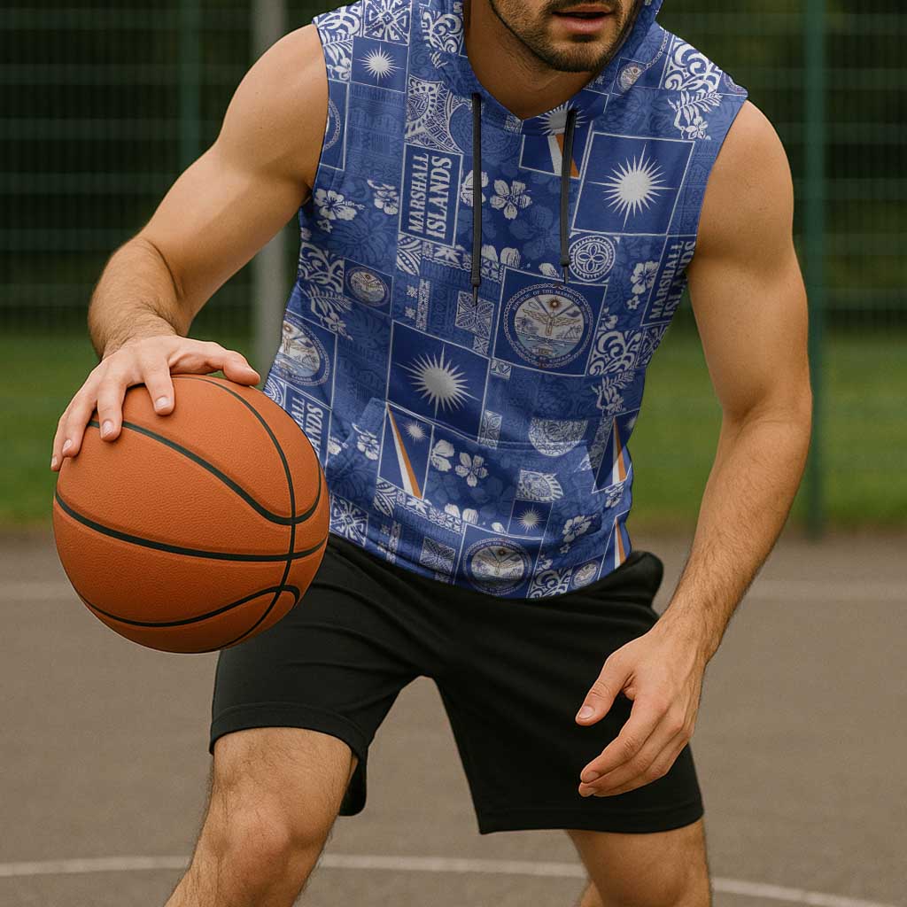 Marshall Islands Merry Christmas Sleeveless Hoodie Pacific Patchwork Xmas Vibes - Polynesian Pride