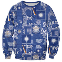 Marshall Islands Merry Christmas Sweatshirt Pacific Patchwork Xmas Vibes - Polynesian Pride