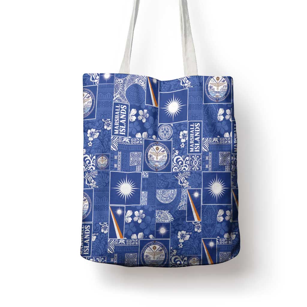 Marshall Islands Merry Christmas Tote Bag Pacific Patchwork Xmas Vibes - Polynesian Pride