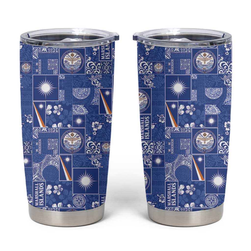 Marshall Islands Merry Christmas Tumbler Cup Pacific Patchwork Xmas Vibes - Polynesian Pride