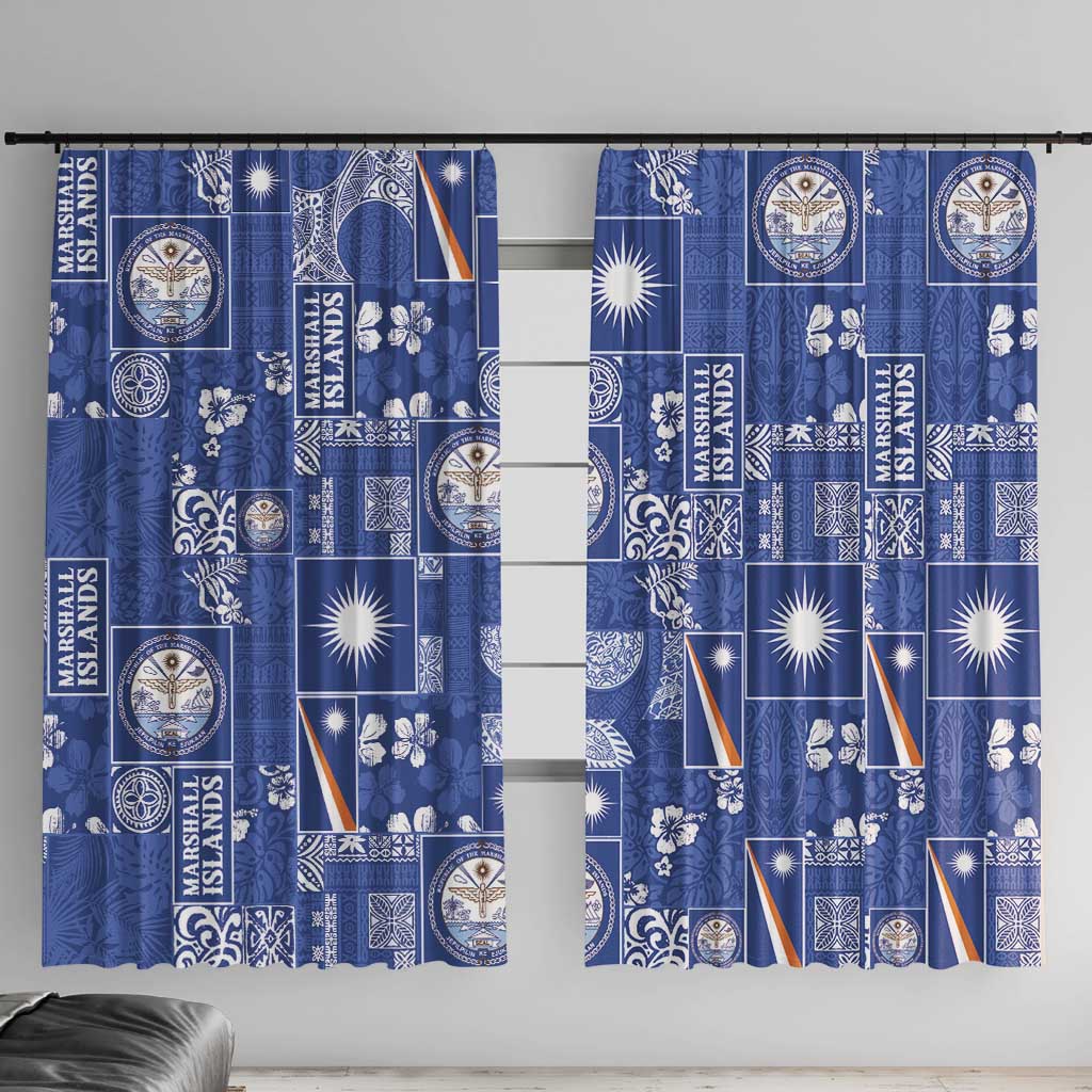 Marshall Islands Merry Christmas Window Curtain Pacific Patchwork Xmas Vibes - Polynesian Pride