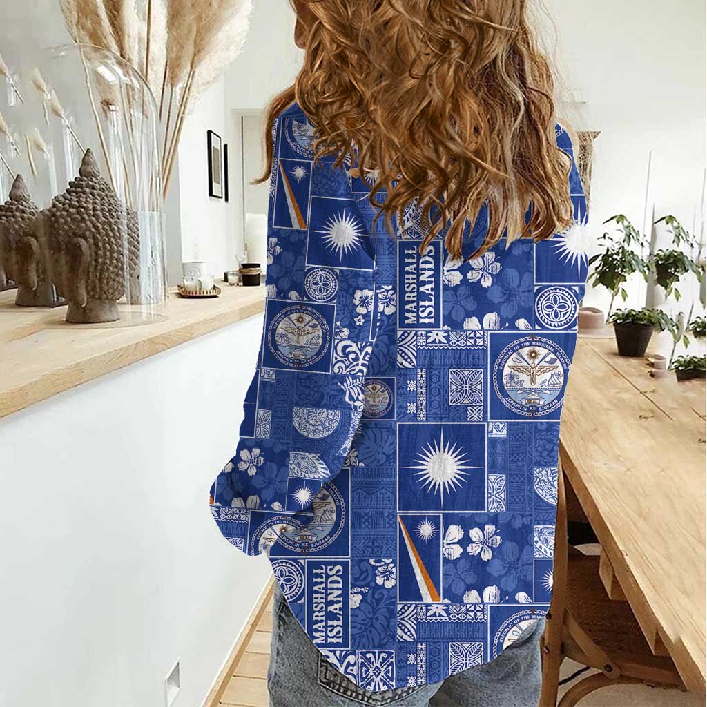 Marshall Islands Merry Christmas Women Casual Shirt Pacific Patchwork Xmas Vibes - Polynesian Pride