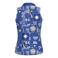 Marshall Islands Merry Christmas Women Sleeveless Polo Shirt Pacific Patchwork Xmas Vibes - Polynesian Pride