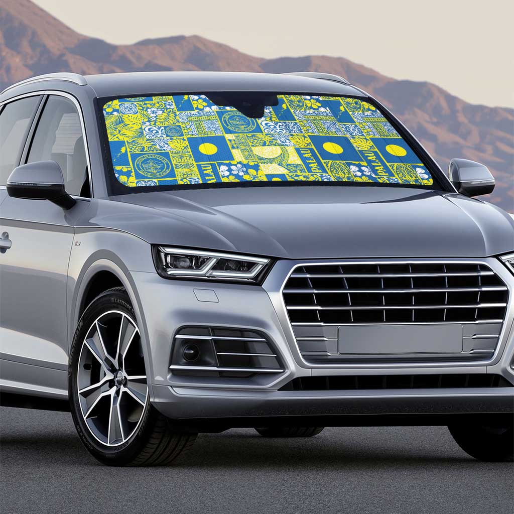 Palau Ungil Kurismas Auto Sun Shade Pacific Patchwork Xmas Vibes - Polynesian Pride