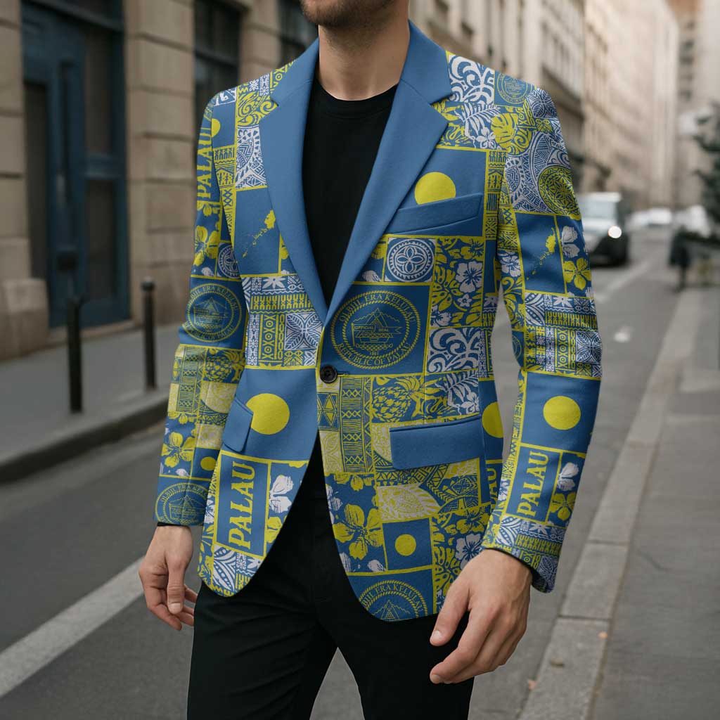 Palau Ungil Kurismas Blazer Pacific Patchwork Xmas Vibes - Polynesian Pride