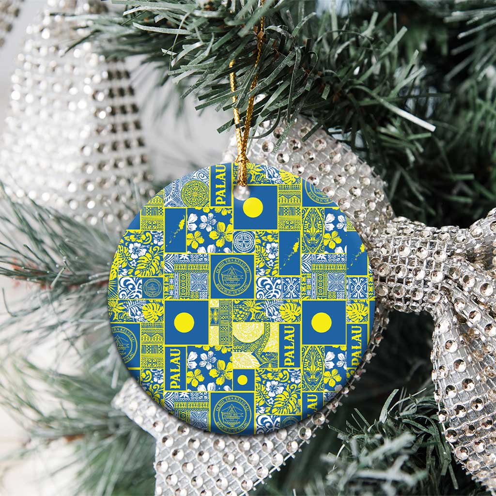 Palau Ungil Kurismas Ceramic Ornament Pacific Patchwork Xmas Vibes - Polynesian Pride