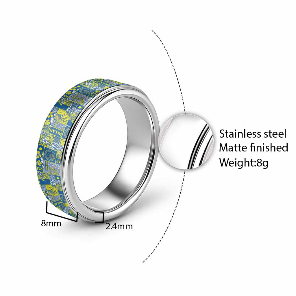 Palau Ungil Kurismas Classic Ring Pacific Patchwork Xmas Vibes - Polynesian Pride