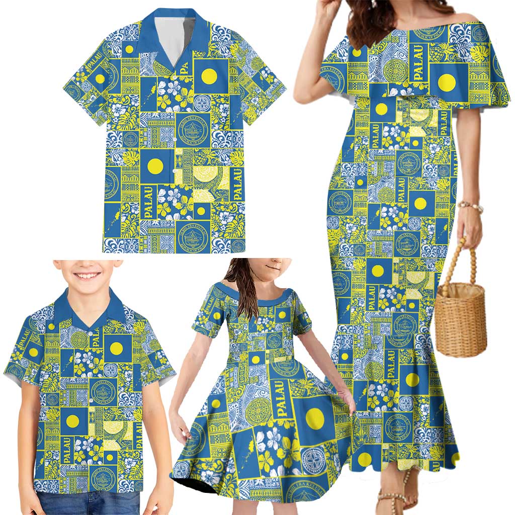 Palau Ungil Kurismas Family Matching Mermaid Dress and Hawaiian Shirt Pacific Patchwork Xmas Vibes - Polynesian Pride