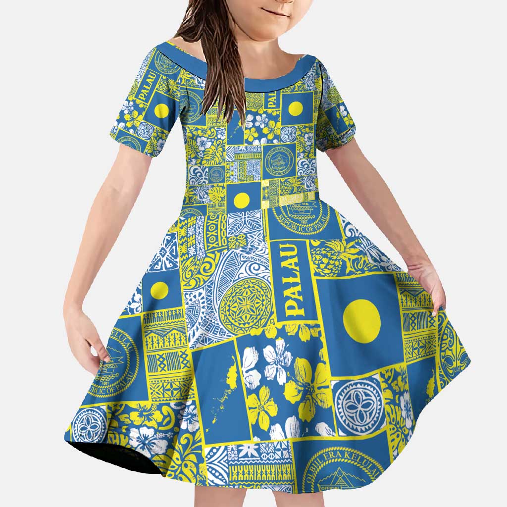 Palau Ungil Kurismas Family Matching Short Sleeve Bodycon Dress and Hawaiian Shirt Pacific Patchwork Xmas Vibes - Polynesian Pride