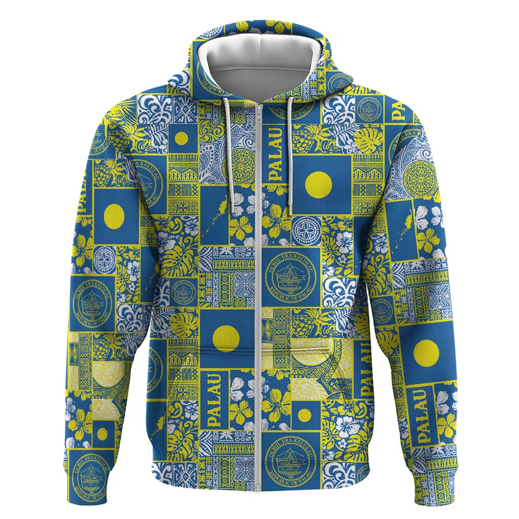 Palau Ungil Kurismas Hoodie Pacific Patchwork Xmas Vibes - Polynesian Pride