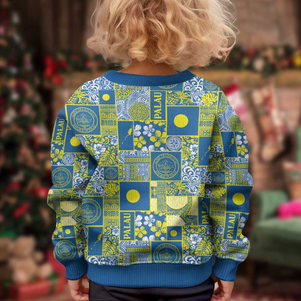 Palau Ungil Kurismas Kid Ugly Christmas Sweater Pacific Patchwork Xmas Vibes - Polynesian Pride