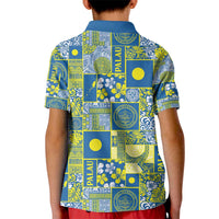 Palau Ungil Kurismas Kid Polo Shirt Pacific Patchwork Xmas Vibes - Polynesian Pride