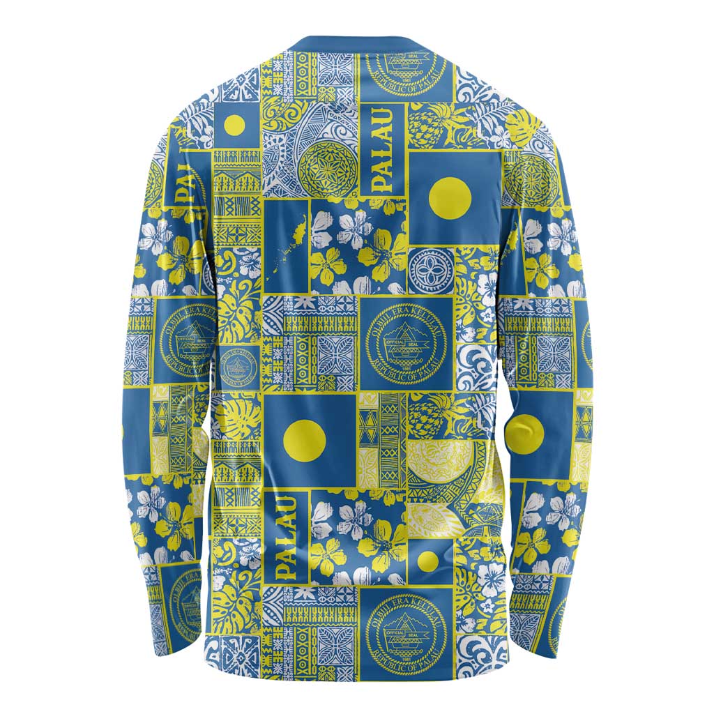 Palau Ungil Kurismas Long Sleeve Shirt Pacific Patchwork Xmas Vibes - Polynesian Pride