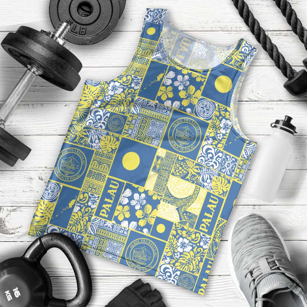 Palau Ungil Kurismas Men Tank Top Pacific Patchwork Xmas Vibes - Polynesian Pride