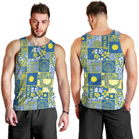 Palau Ungil Kurismas Men Tank Top Pacific Patchwork Xmas Vibes - Polynesian Pride
