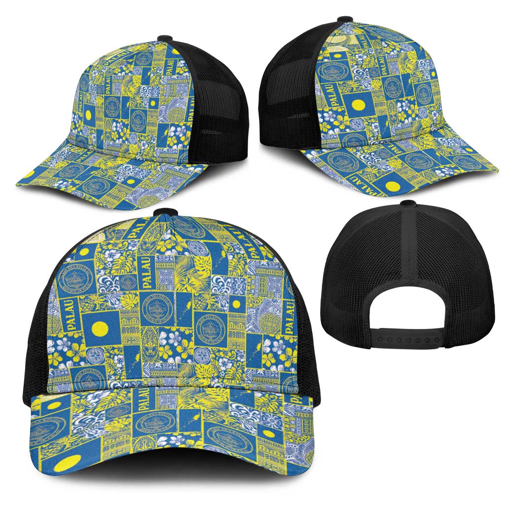 Palau Ungil Kurismas Mesh Trucker Cap Pacific Patchwork Xmas Vibes - Polynesian Pride