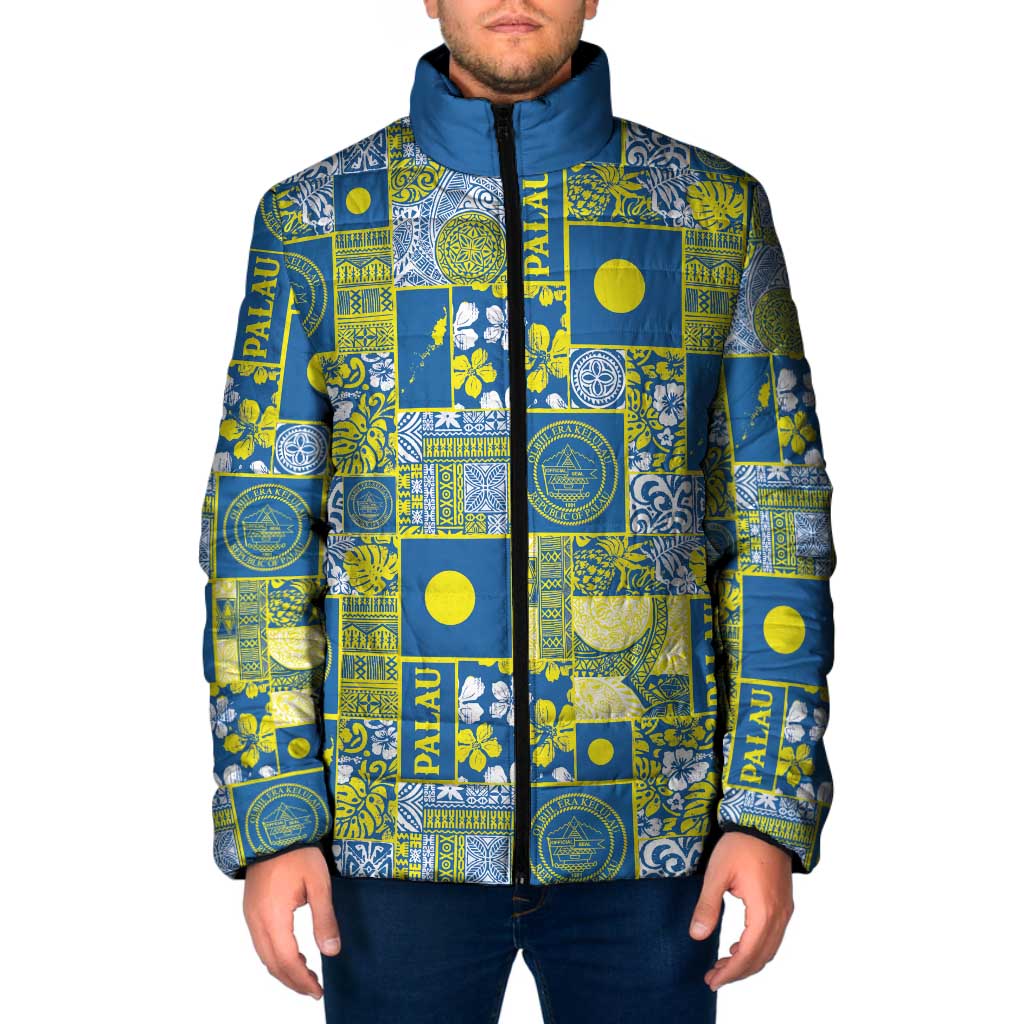 Palau Ungil Kurismas Padded Jacket Pacific Patchwork Xmas Vibes - Polynesian Pride