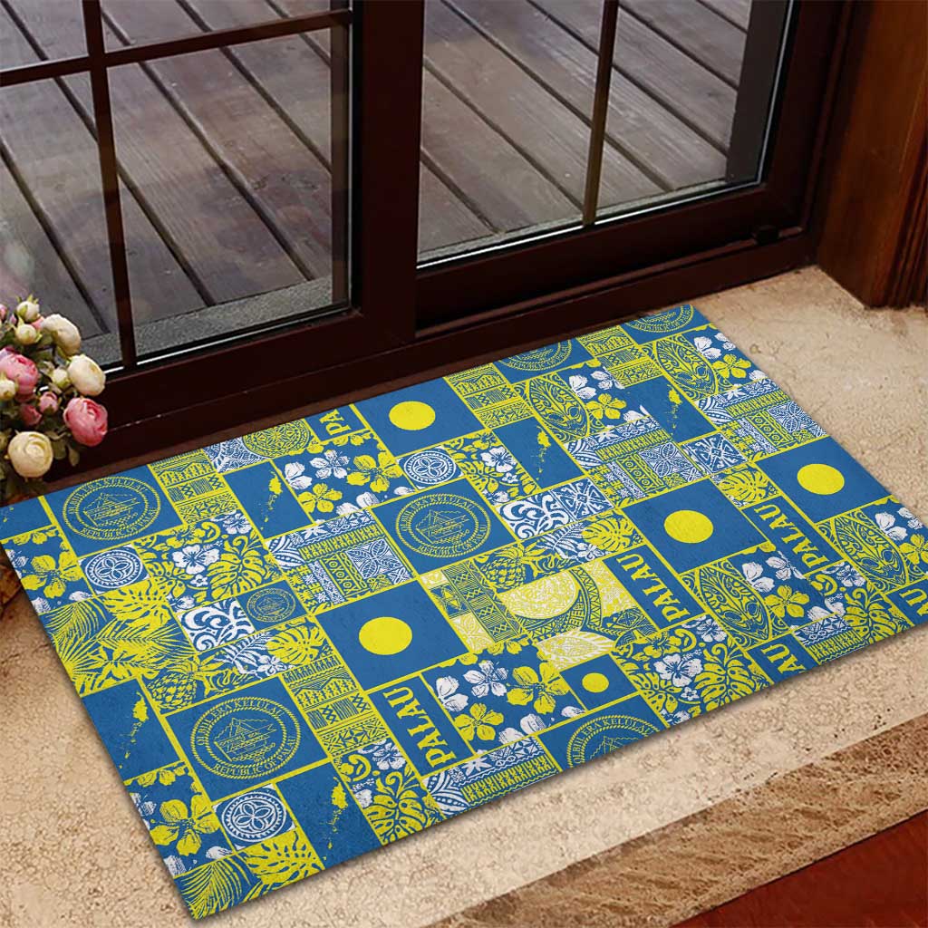 Palau Ungil Kurismas Rubber Doormat Pacific Patchwork Xmas Vibes - Polynesian Pride
