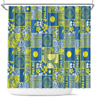 Palau Ungil Kurismas Shower Curtain Pacific Patchwork Xmas Vibes - Polynesian Pride