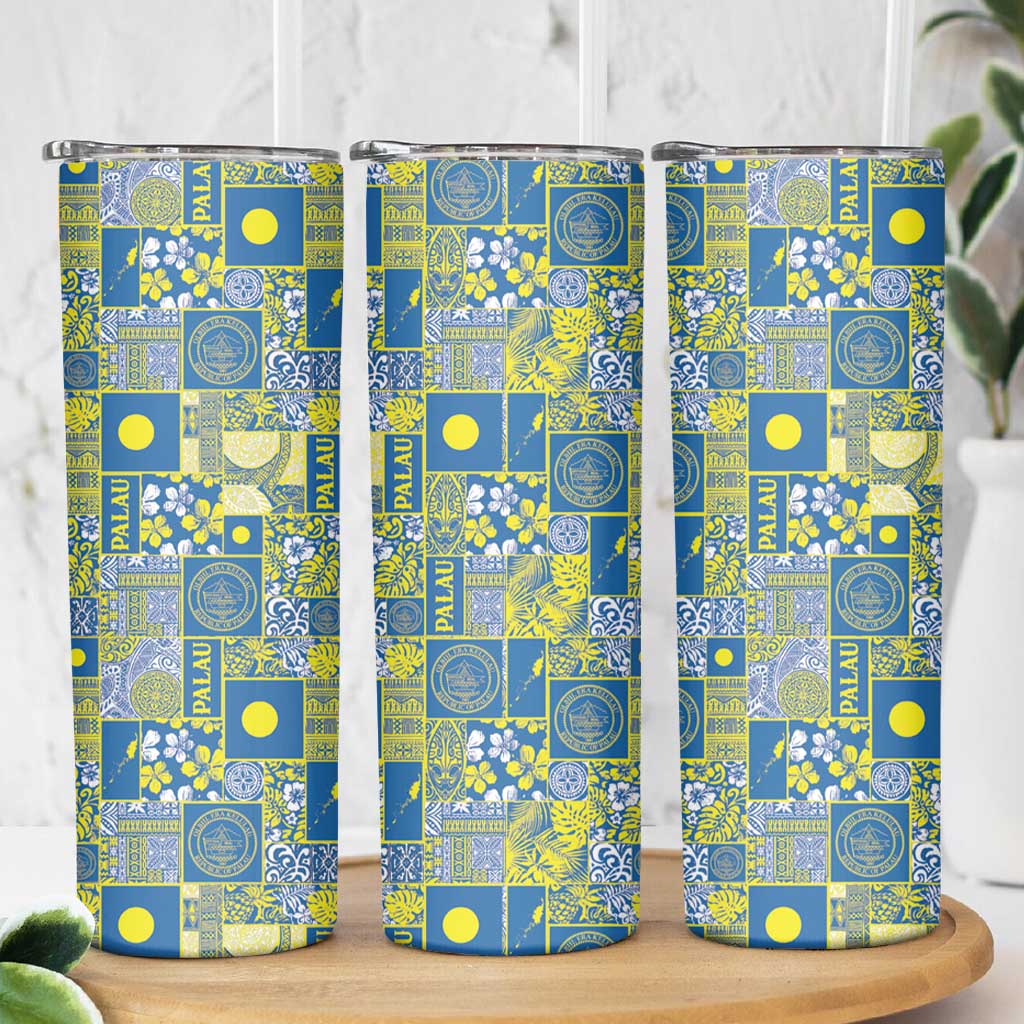 Palau Ungil Kurismas Skinny Tumbler Pacific Patchwork Xmas Vibes - Polynesian Pride