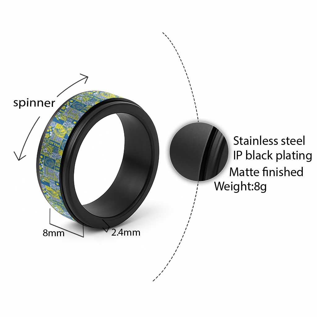 Palau Ungil Kurismas Spinner Ring Pacific Patchwork Xmas Vibes - Polynesian Pride