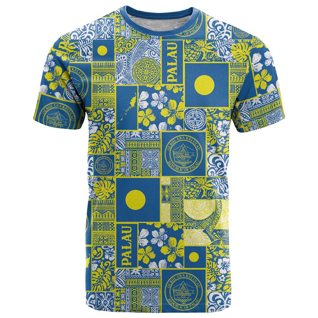 Palau Ungil Kurismas T Shirt Pacific Patchwork Xmas Vibes - Polynesian Pride