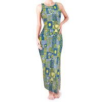 Palau Ungil Kurismas Tank Maxi Dress Pacific Patchwork Xmas Vibes - Polynesian Pride