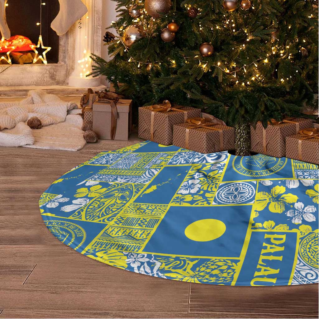 Palau Ungil Kurismas Tree Skirt Pacific Patchwork Xmas Vibes - Polynesian Pride